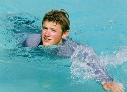 pool swimming in clothes